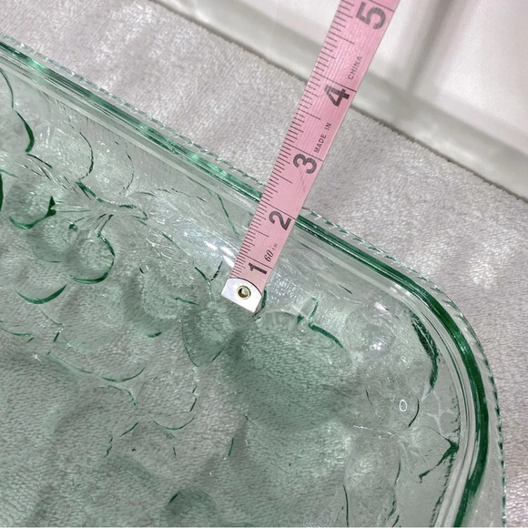 Vintage Libbey Green Textured Glass Orchard Fruit Oven Proof Casserole  Dish - Picture 10 of 12